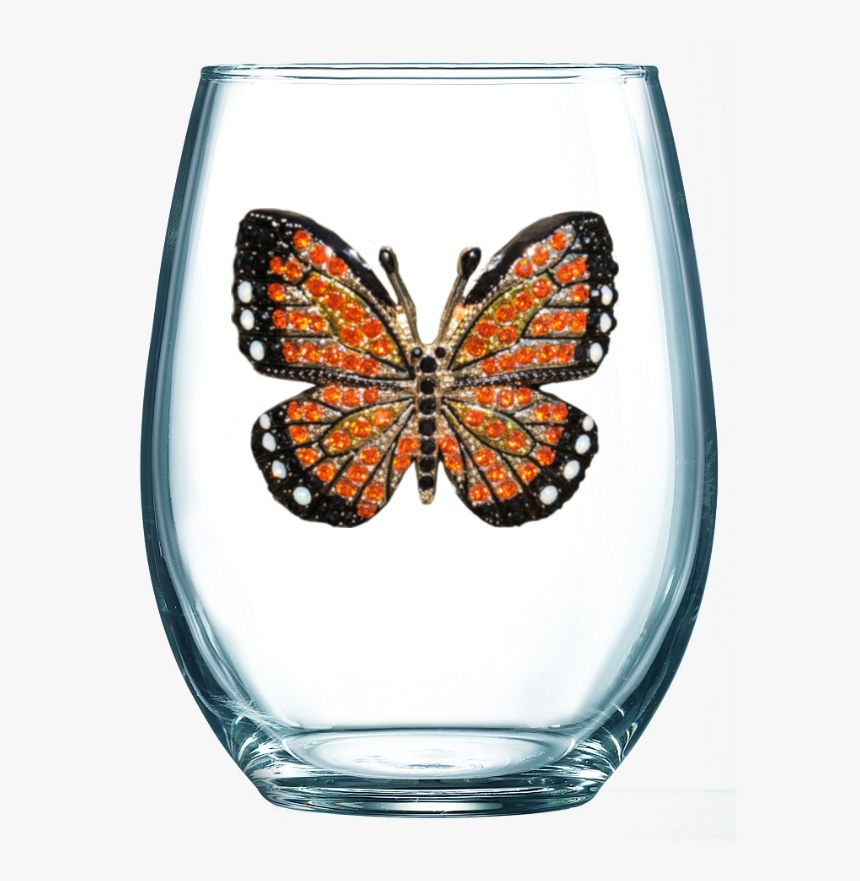 Monarch Butterfly, Stemless Glass"
 Class= - Jeweled Stemless Wine Glasses, HD Png Download, Free Download