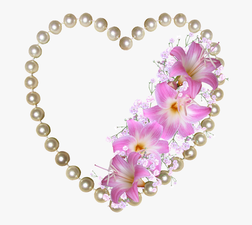 Pearls, Heart, Lilies, Decoration - Flower Good Night Love, HD Png Download, Free Download