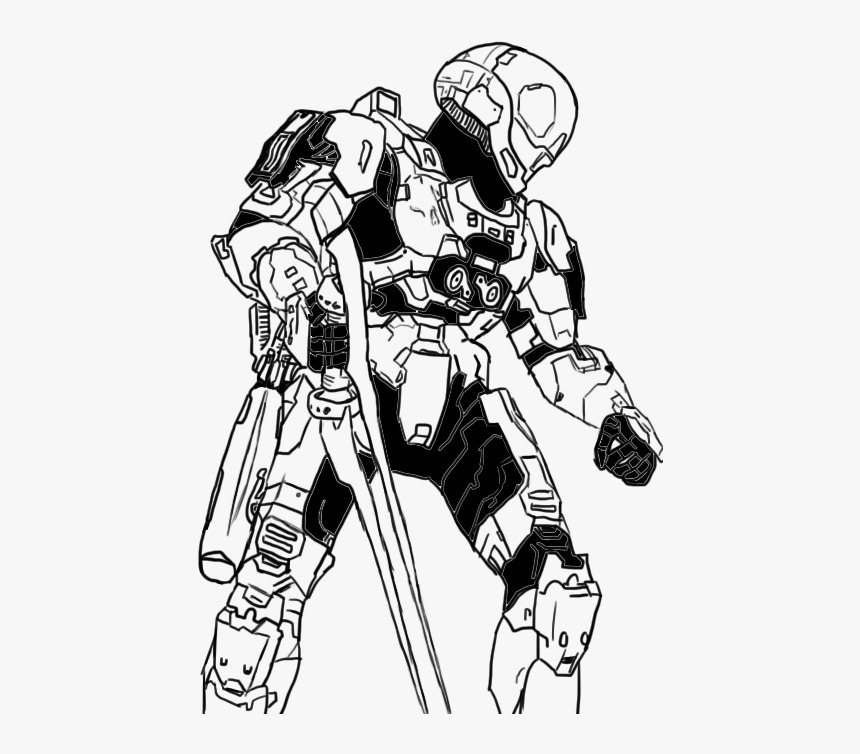 Halo Spartan Png -free Halo Eva Spartan Coloring Pages - Spartan Halo Black And White, Transparent Png, Free Download