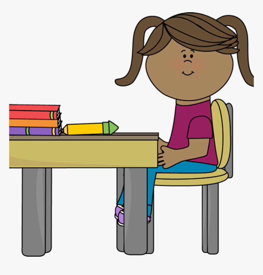 Student Working At Desk Clipart School Girl Sitting Word Work