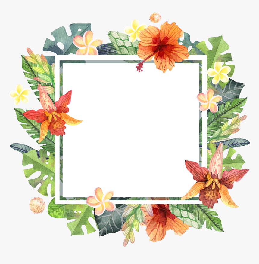 Computer File Watercolor Hand - Floral Frame Free Printable Template, HD Png Download, Free Download