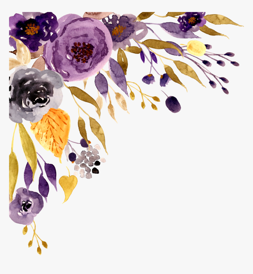 Purple Watercolor Flower Png, Transparent Png - Purple Watercolor Flower Border, Png Download, Free Download