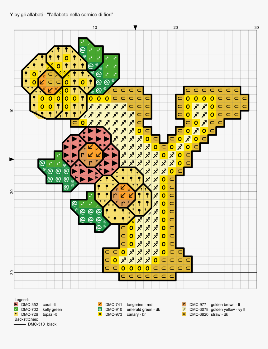 Yellow Alphabet Crowned With Flowers Cross Stitch Patterns - Illustration, HD Png Download, Free Download