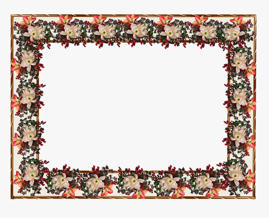 Frame, Floral, Pattern, Design - Picture Frame, HD Png Download, Free Download