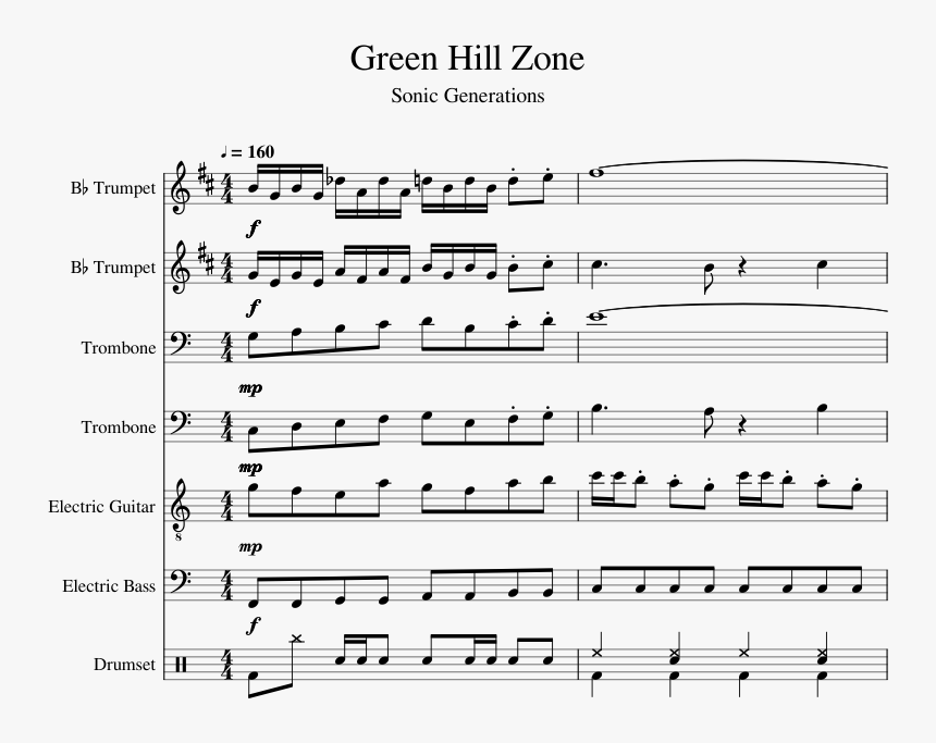 Green Hill Zone Sheet Music Trumpet, HD Png Download, Free Download