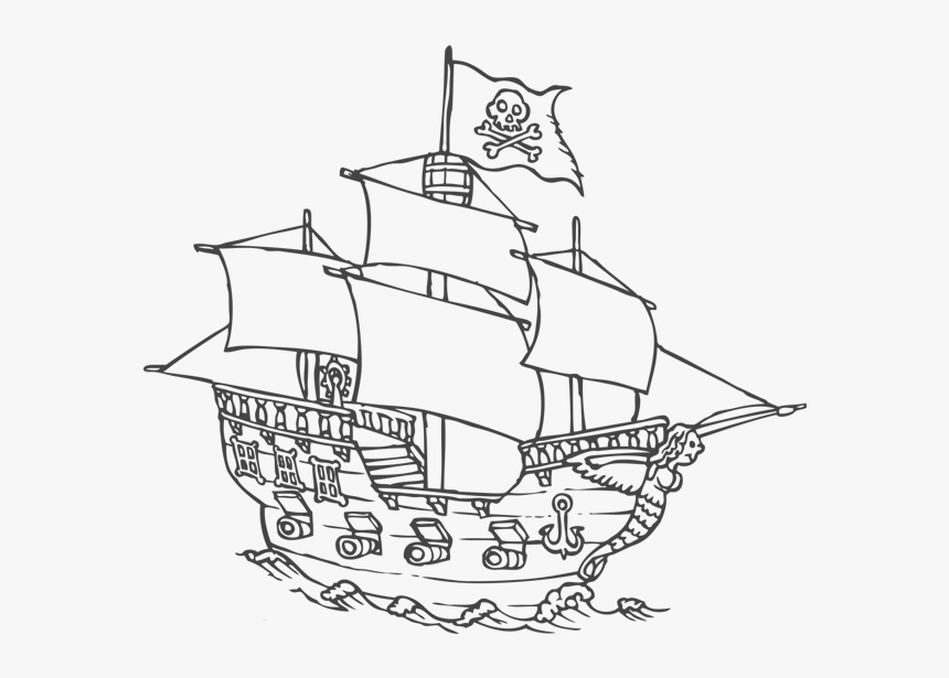 Transparent Pirate Ship Silhouette Png - Pirate Ship Drawing Png, Png Download, Free Download