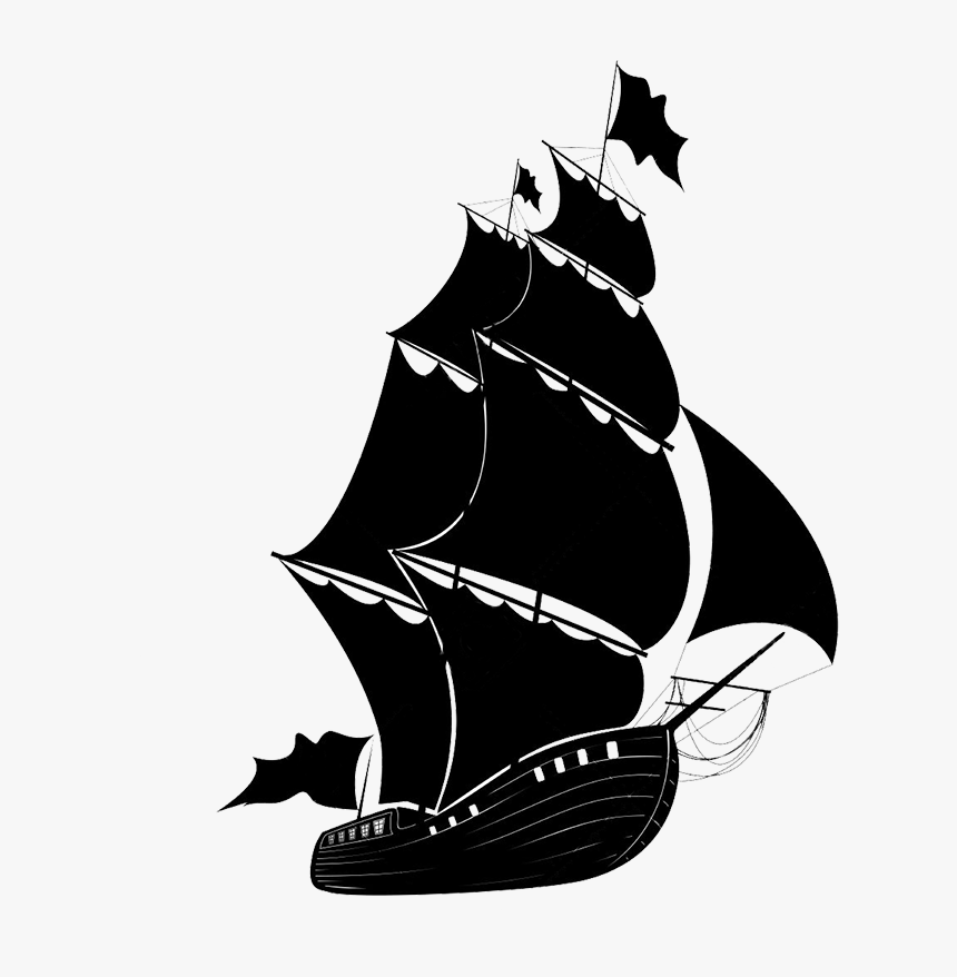 Sailing Ship Piracy Drawing - Transparent Pirate Ship Silhouette Png, Png Download, Free Download