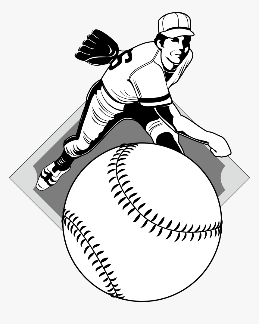 Pitcher Clip Art Character - Baseball Player Line Art, HD Png Download, Free Download