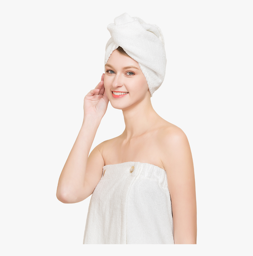 Bath Skirt Bath Hat Female Wrapped Chest Cotton Towel - Girl, HD Png Download, Free Download