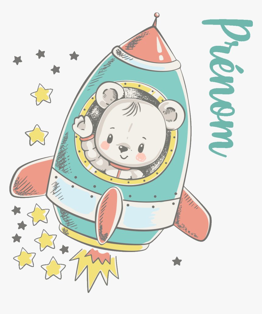 Transparent Nave Espacial Png - Cute Bear Flying Rocket, Png Download, Free Download