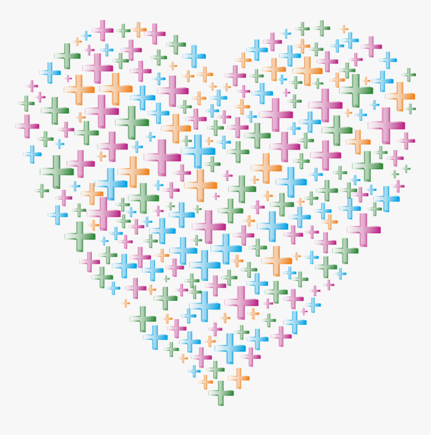 Heart, Colorful, Transparent, Religion, Cross, Together - Imagem De Um Coração Colorido, HD Png Download, Free Download