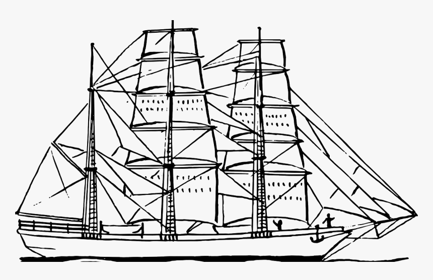 Transparent Columbus Boat Clipart - Clip Art Black And White Ships, HD Png Download, Free Download