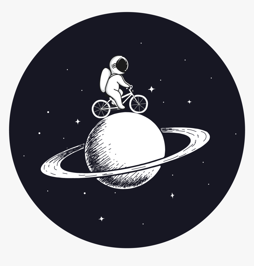Astronaut Riding A Bicycle On The Surface Of A Ringed - Cute Saturn, HD Png Download, Free Download