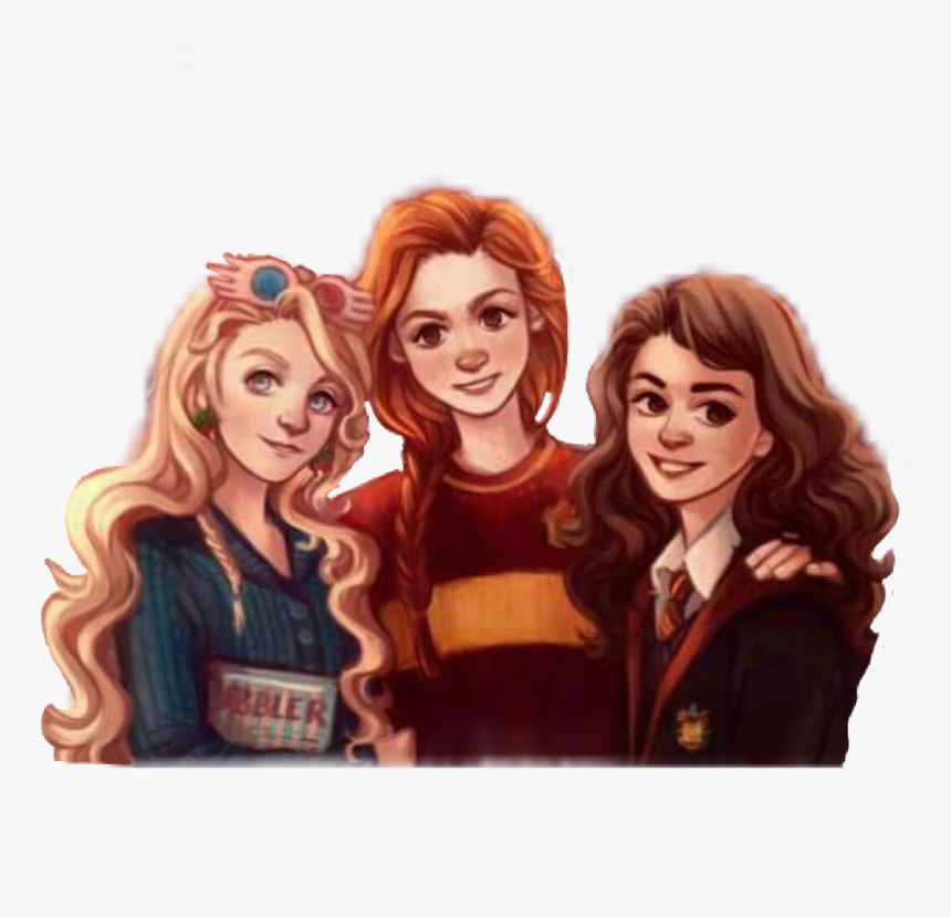 Girlpower Girl Ginny Ginnyweasley Luna Lunalovegood - Harry Potter Hermione Ginny And Luna, HD Png Download, Free Download