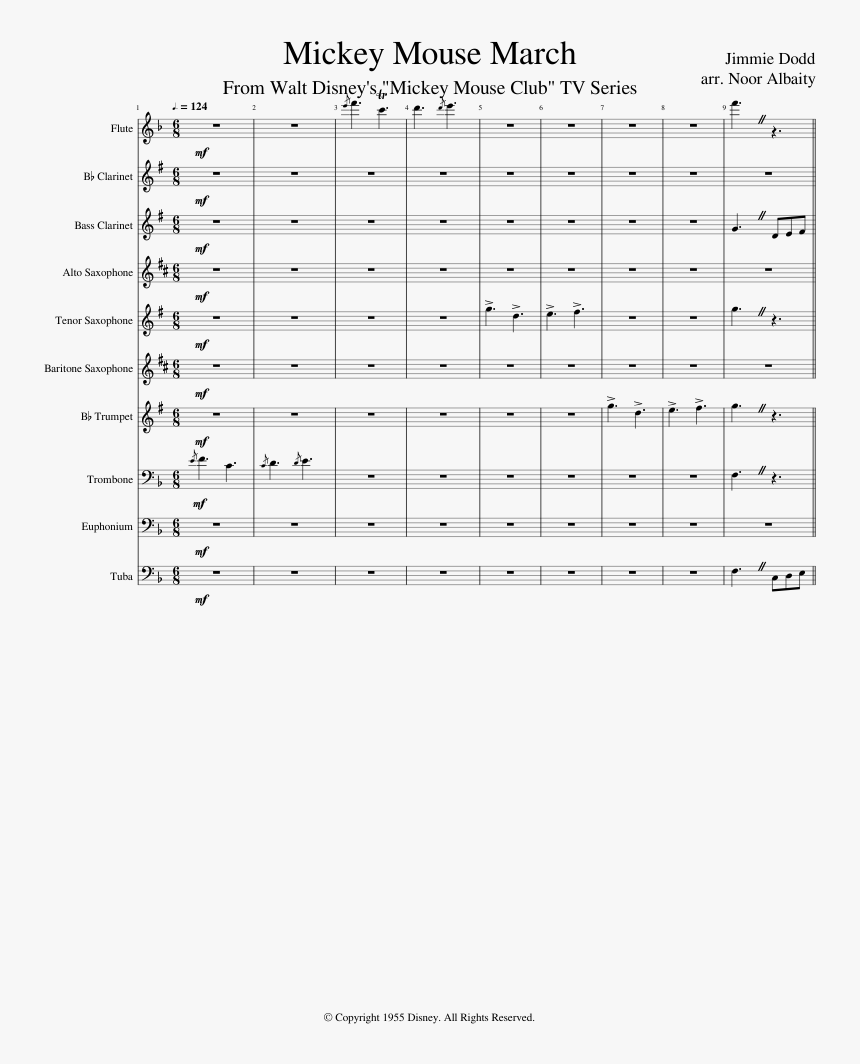 Flute Sheet Music Mickey Mouse March, HD Png Download, Free Download