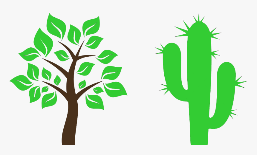Clipart Tree Cactus - Tree With Leaves Clipart, HD Png Download, Free Download