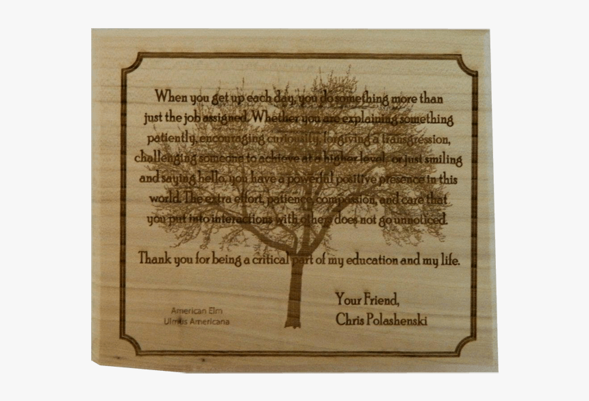 Thank You Plaque Custom Engraving With Tree Image - Commemorative Plaque, HD Png Download, Free Download