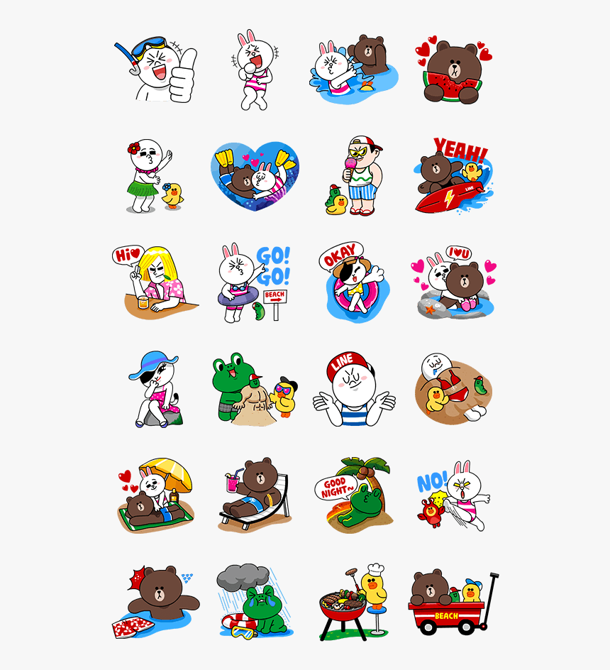 Line Sticker Vacation, HD Png Download, Free Download