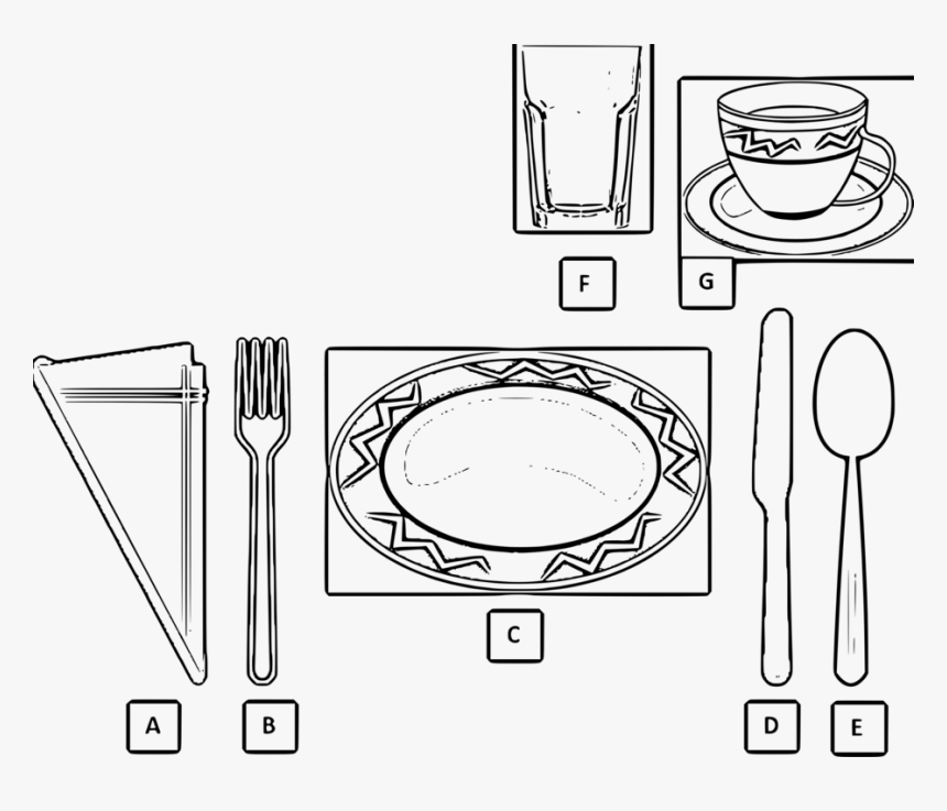 Transparent Table Clipart Png - Basic Table Setting Drawing, Png Download, Free Download