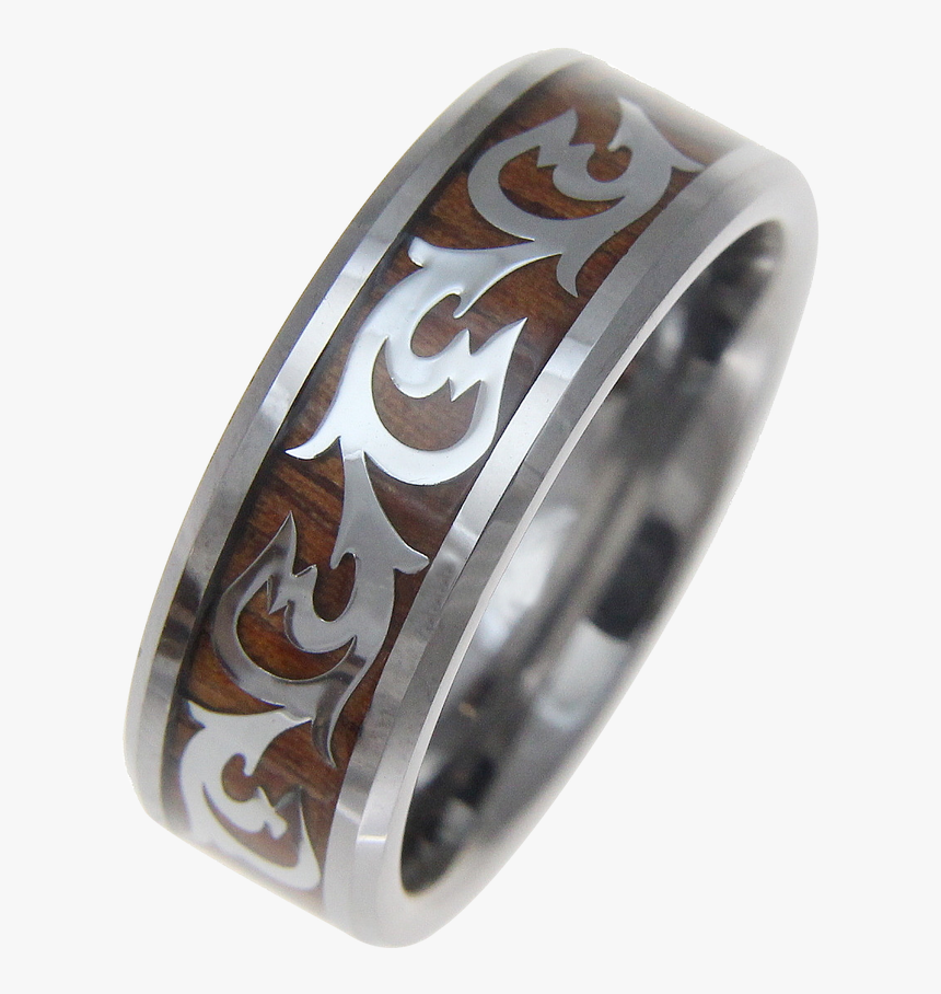 Samu Genuine Koa Wood Inlaid Tungsten Ring W Shiny - Titanium Ring, HD Png Download, Free Download