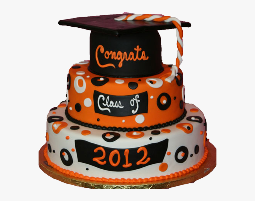 Graduation Party Food Ideas - Girly Graduation Cake Orange And Black, HD Png Download, Free Download