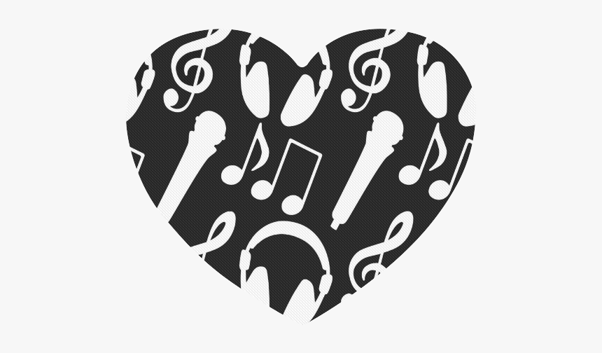 Music Notes Treble Clef Microphone Headphones Heart-shaped - Heart, HD Png Download, Free Download