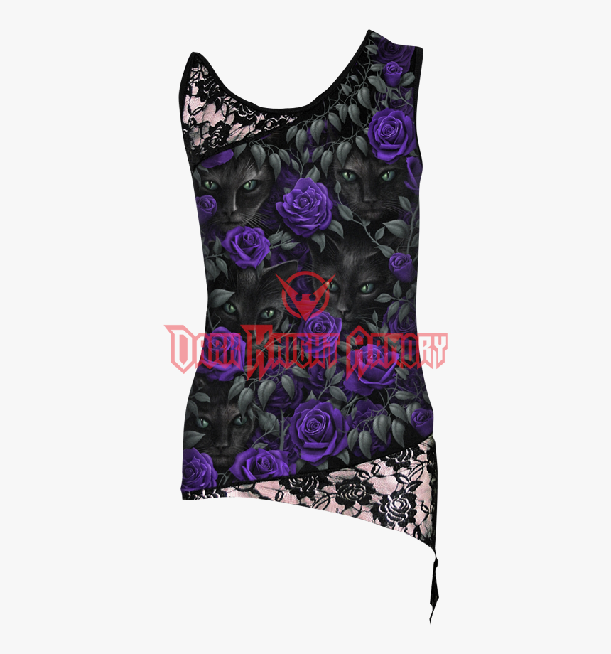 Purple & Black Lace Tank Top , Png Download - Lace Top Black And Purple, Transparent Png, Free Download
