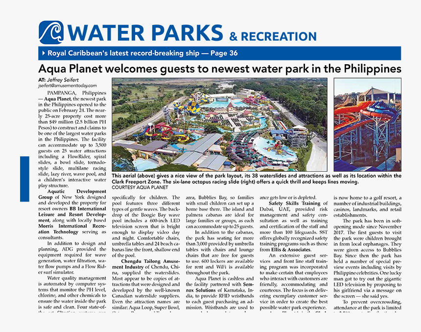 Amusement Today Article Featuring Aqua Planet Waterpark - Roller Coaster, HD Png Download, Free Download