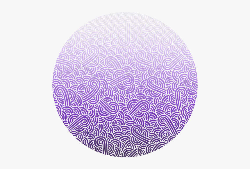 Ombre Purple And White Swirls Doodles Round Mousepad - Circle, HD Png Download, Free Download