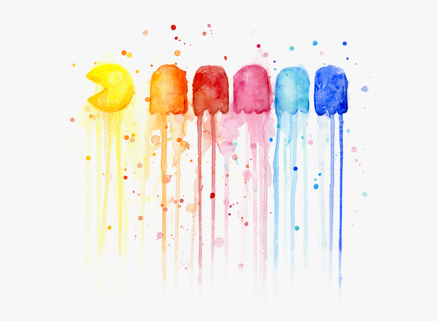 Click And Drag To Re-position The Image, If Desired - Pacman Watercolor Rainbow, HD Png Download, Free Download