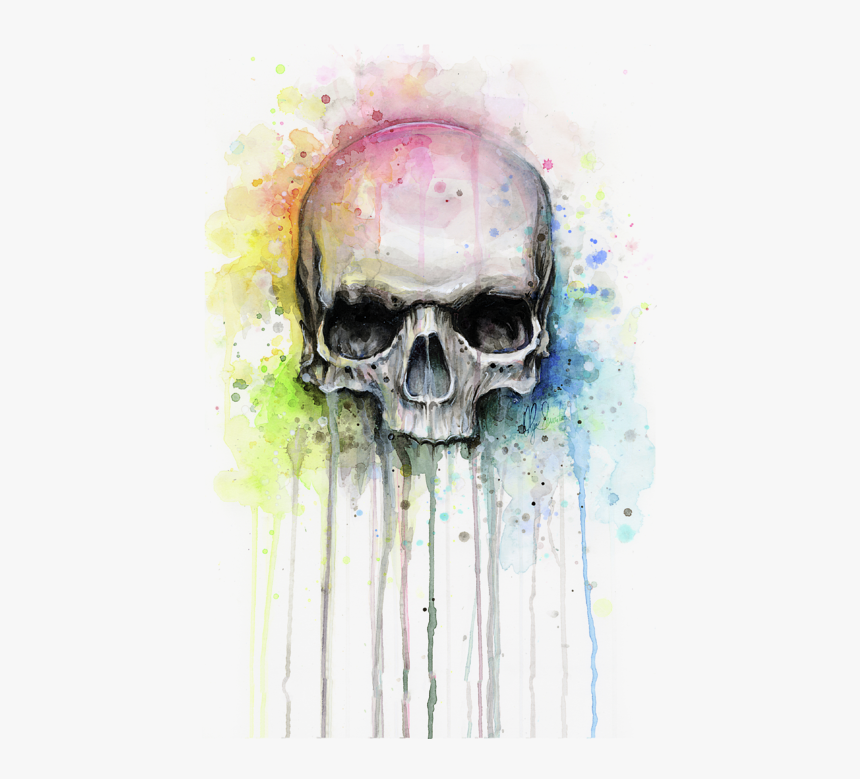 Watercolor Skull Art, HD Png Download, Free Download