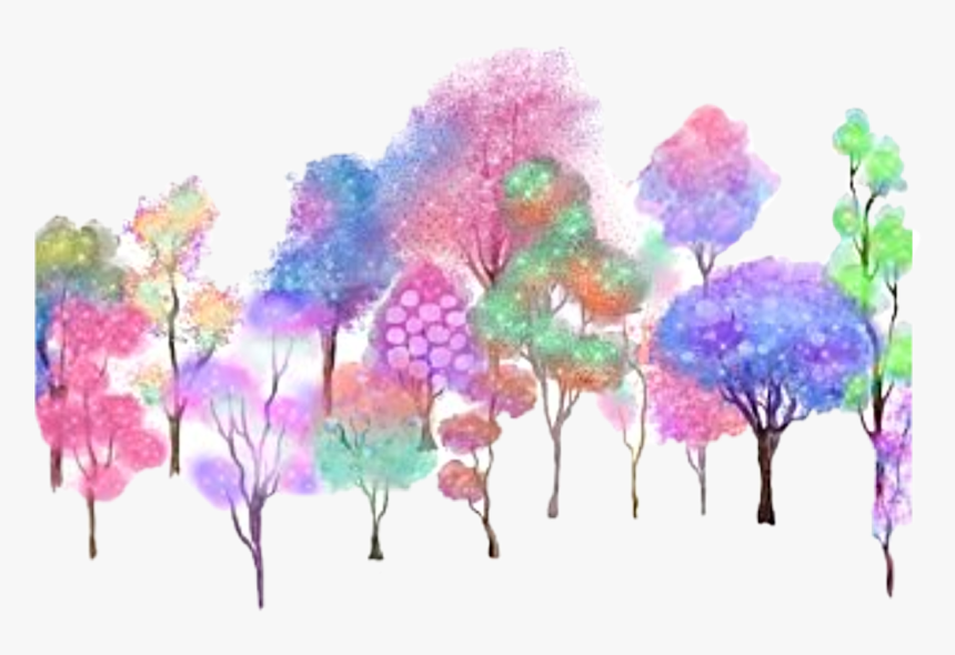 #trees #fairytrees #colorful #rainbow #watercolor #woods - Unicorn Trees, HD Png Download, Free Download