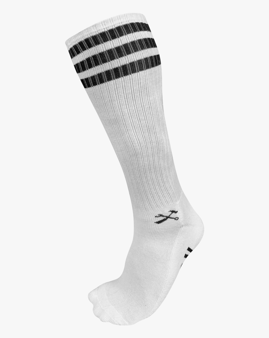 Tall White Classic Stripe Socks- 3 Stripe Black - Hockey Sock, HD Png Download, Free Download