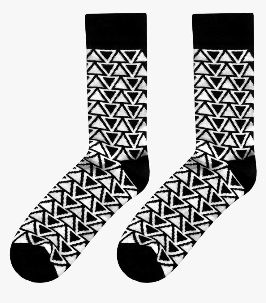Fana & Fotter Tribal Triangles Black/white Socks - Geometrical Shapes Black And White, HD Png Download, Free Download