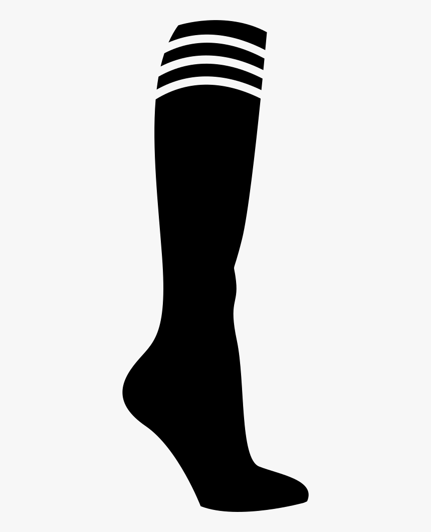 Football Long Socks With White Lines - Meiao De Futebol Preta Com Listras Branca, HD Png Download, Free Download