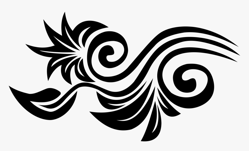 Floral Flourish Motif - Motif Black And White, HD Png Download - kindpng