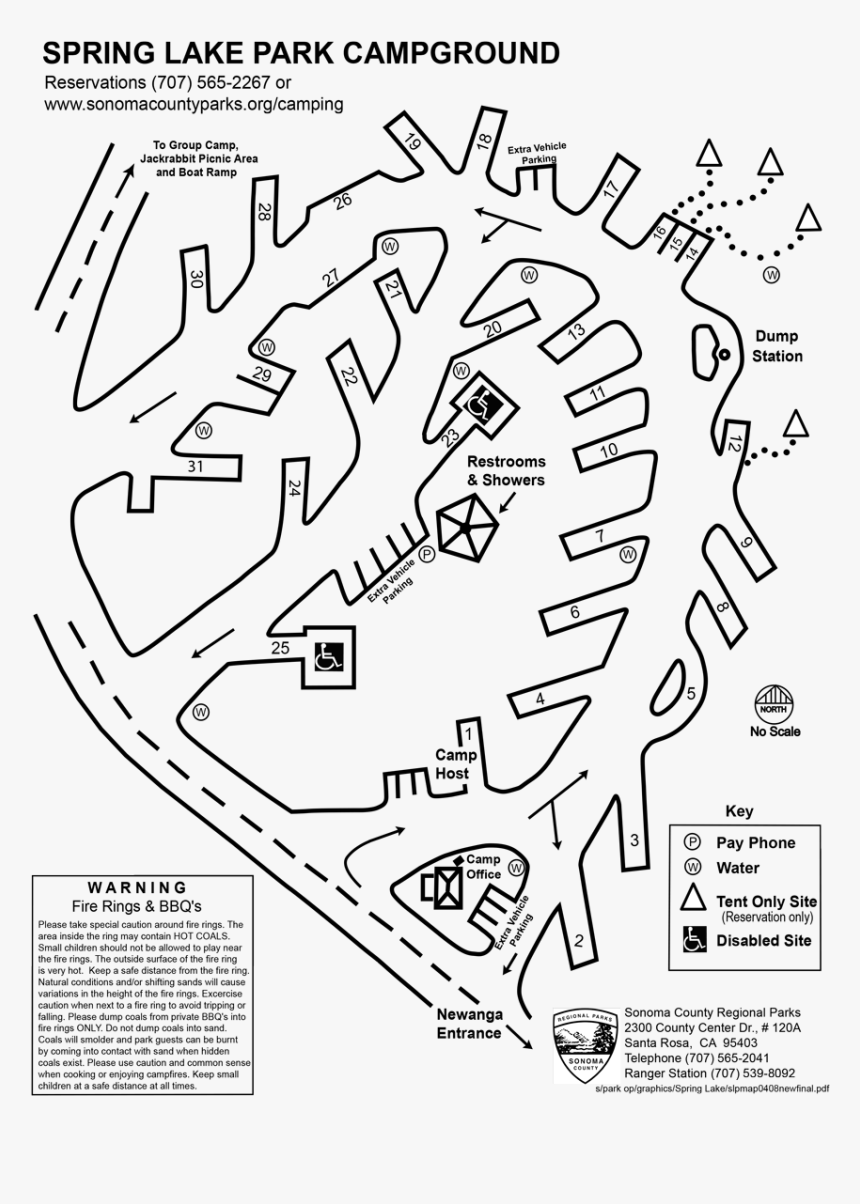Spring Lake Regional Park Campground Map - Spring Lake Campground Map, HD Png Download, Free Download