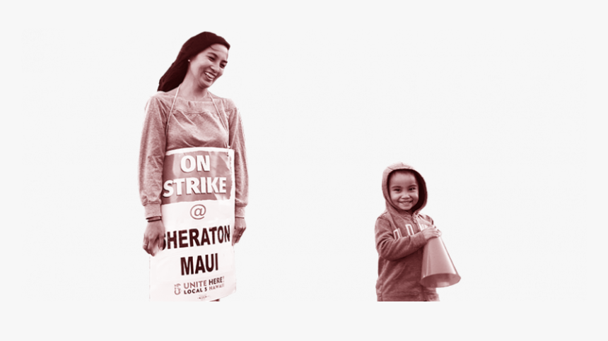 Woman And Child At Unite Here Picket Lines In Hawaii - Girl, HD Png Download, Free Download