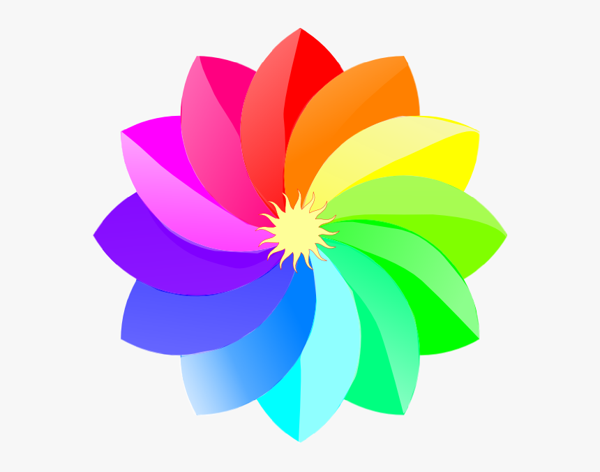 Clip Art At Clker - Rainbow Flower Clipart, HD Png Download, Free Download