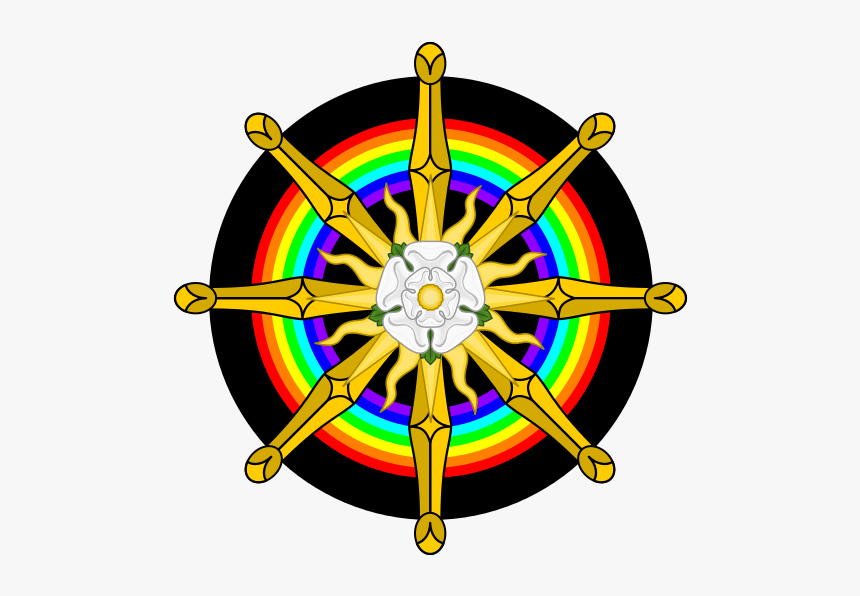 Rainbow White Rose Compass Wheel - Dharma, HD Png Download, Free Download