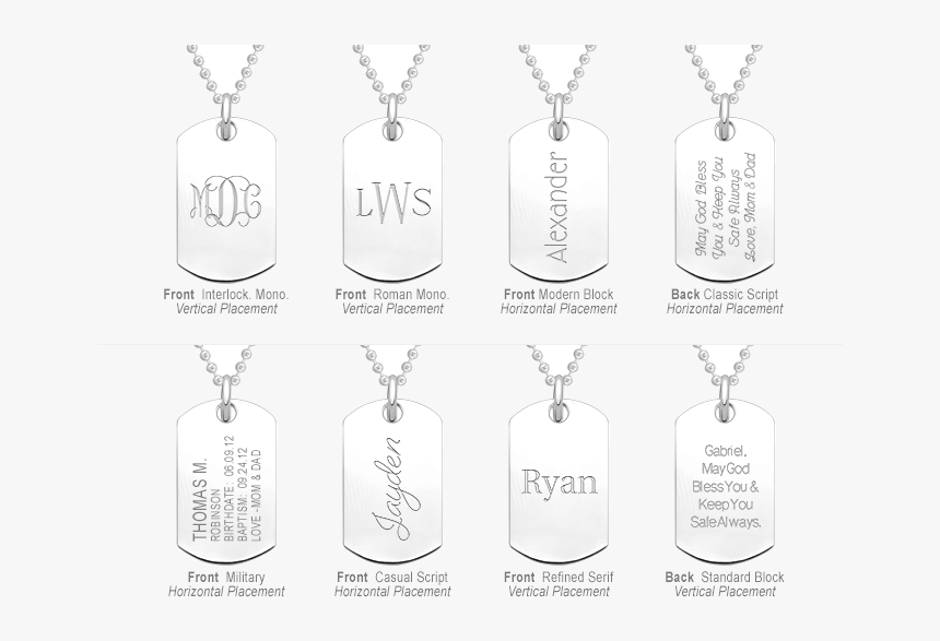 Dog Tag Necklace In Sterling Silver, Engraved Font - Illustration, HD Png Download, Free Download