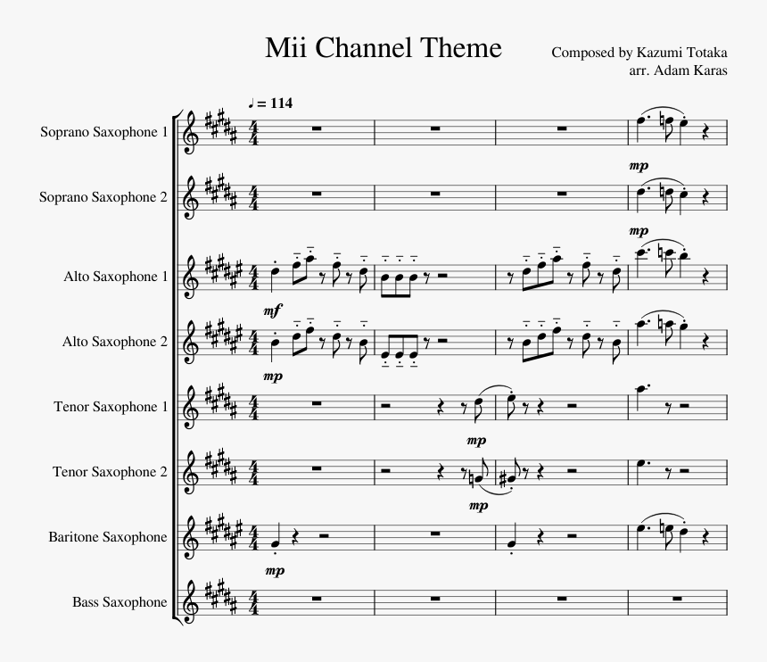 Transparent Saxophone Vector Png - Kazumi Totaka Mii Channel Theme Bari Sax, Png Download, Free Download
