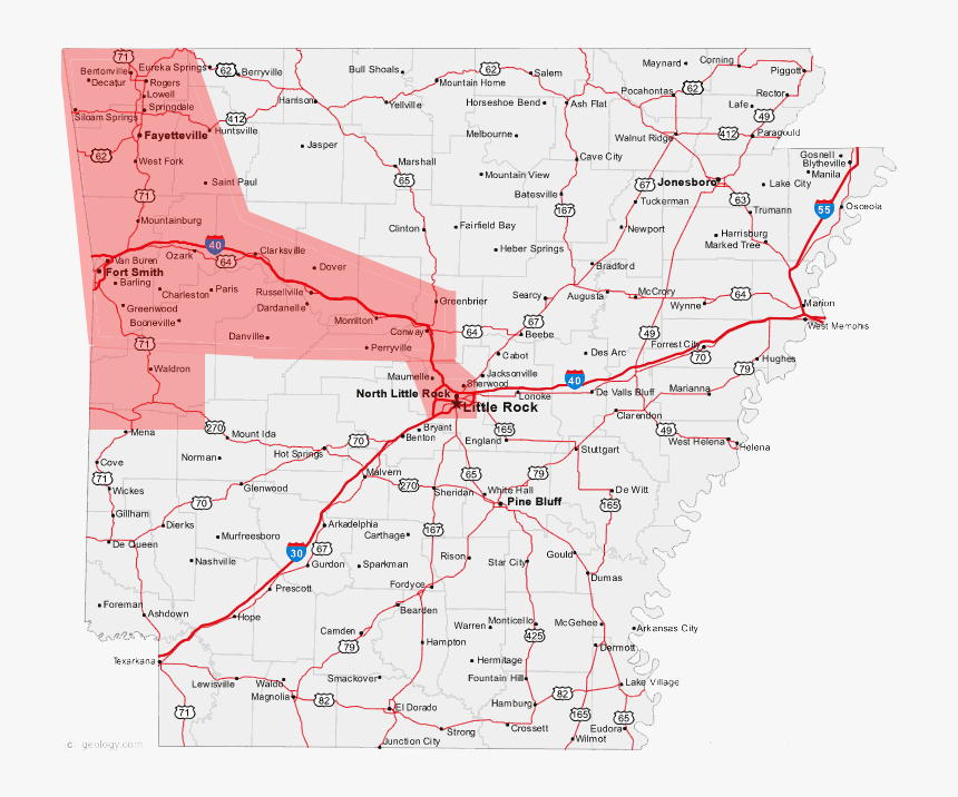 Arkansas Road Map With Cities Arkansas Road Map With Cities, Hd Png Download - Kindpng