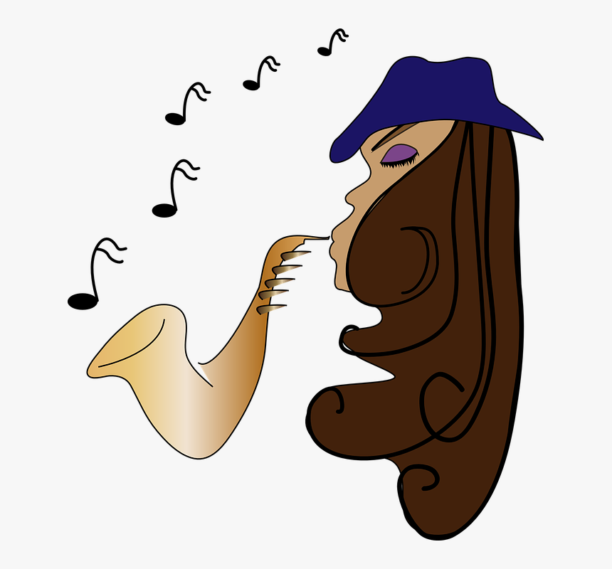 Jazz, Musician, Saxophone, Female, Music, Instrument - Jazz Cartoon Png, Transparent Png, Free Download