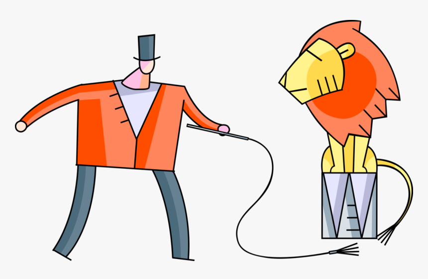 Vector Illustration Of Big Top Circus Lion Tamer With - Cartoon, HD Png Download, Free Download