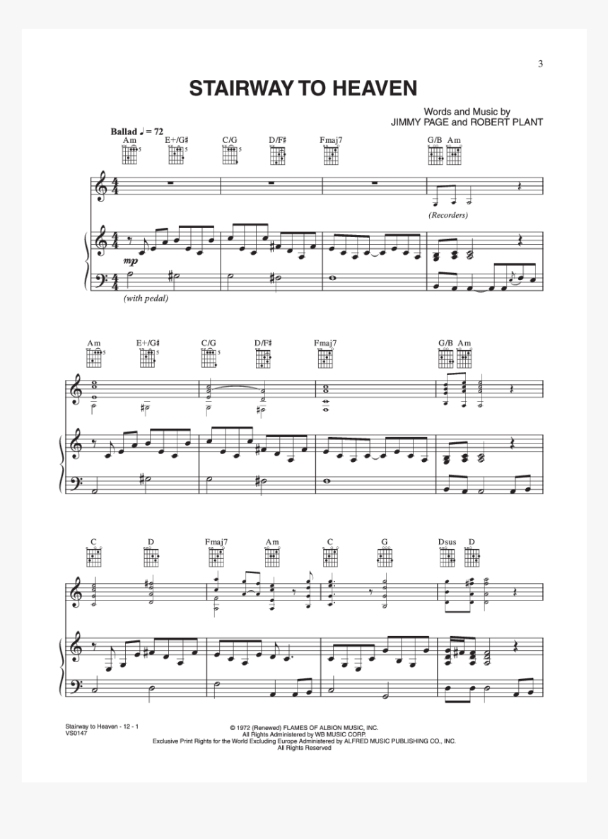 Product Thumbnail - Stairway To Heaven Vocal Sheet Music, HD Png Download, Free Download