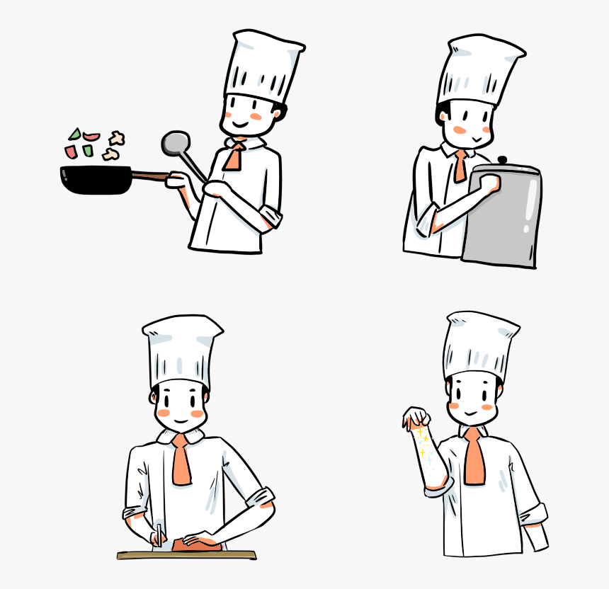 Cartoon Chef Illustrations - Cartoon Drawing Cooking, HD Png Download, Free Download