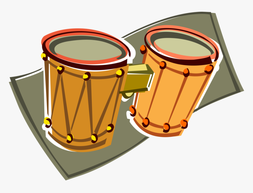 Vector Illustration Of Bongo Drum Percussion Instrument - Bongo Drum Png Clipart, Transparent Png, Free Download