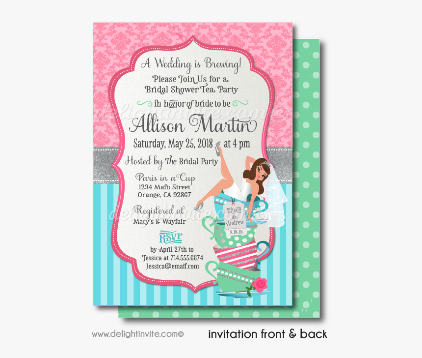 Retro Pin Up Bridal Shower Tea Party Invitations - Vintage Retro Tea Party Invitation, HD Png Download, Free Download