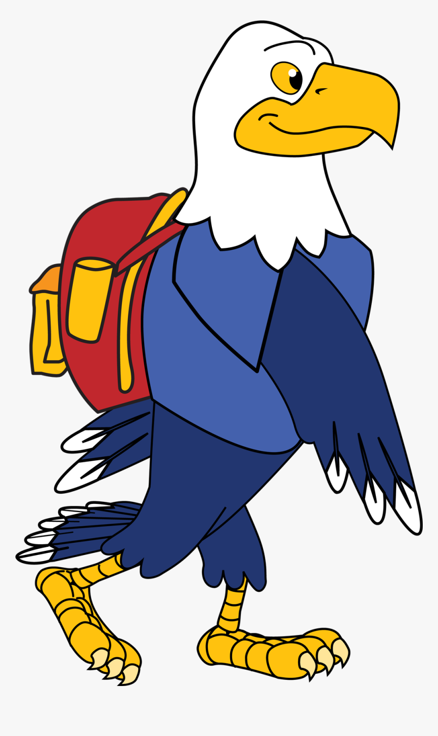 Eagle With Backpack - Cartoon, HD Png Download, Free Download